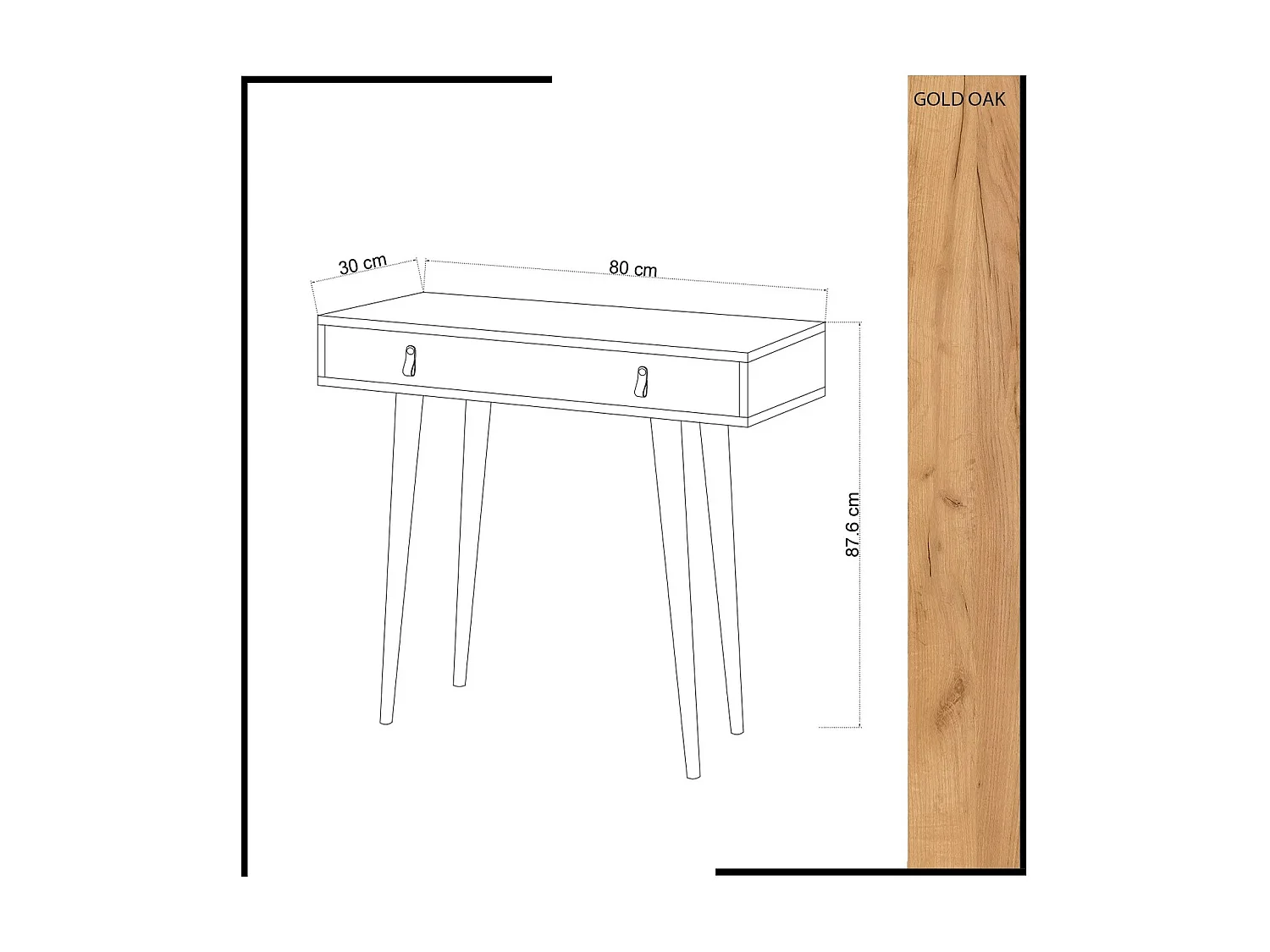 Aparador moderno – 80 x 87,6 x 30 cm – Carvalho e branco – Painéis de partículas revestidos em melamina