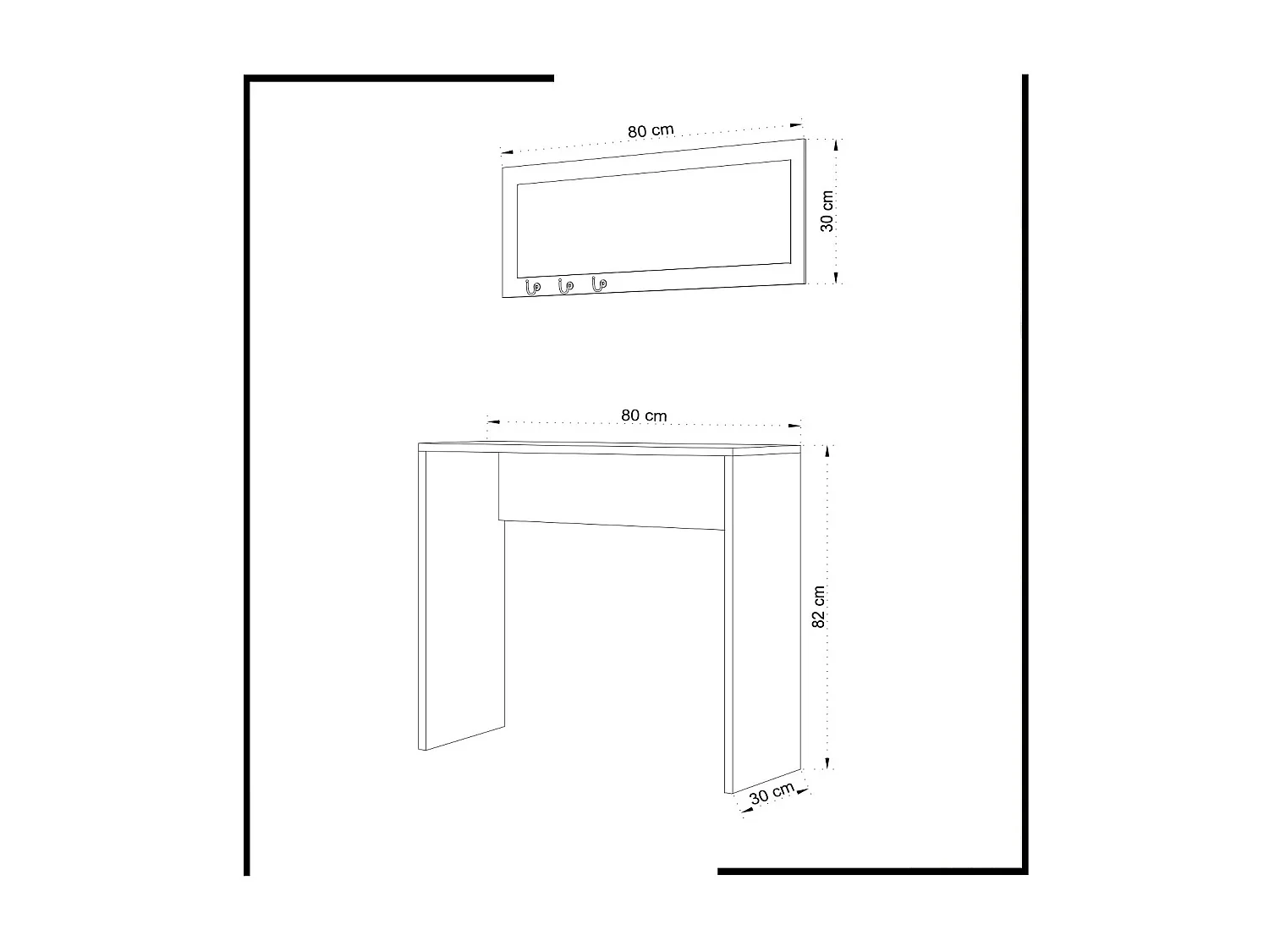 Aparador – 80cm x 82cm x 30cm – Branco – Painel de partículas revestido a melamina