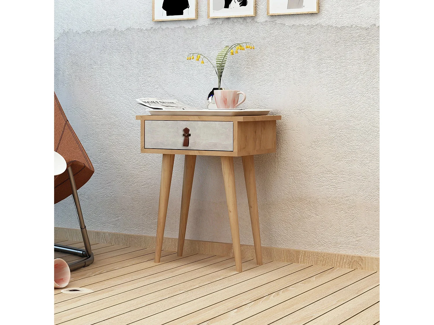 Consola Astava color roble Blanco