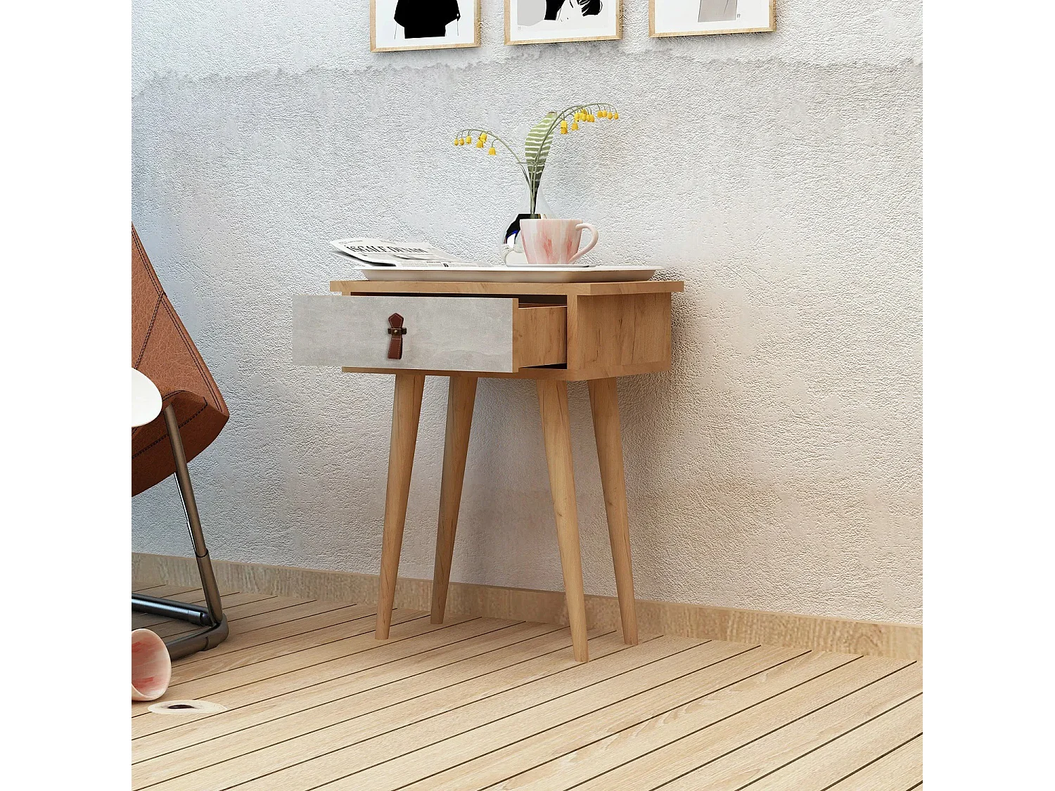 Consola Astava color roble Blanco