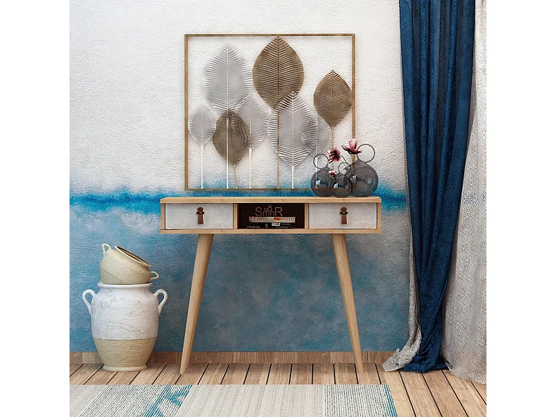 Consola Lawen color roble Blanco