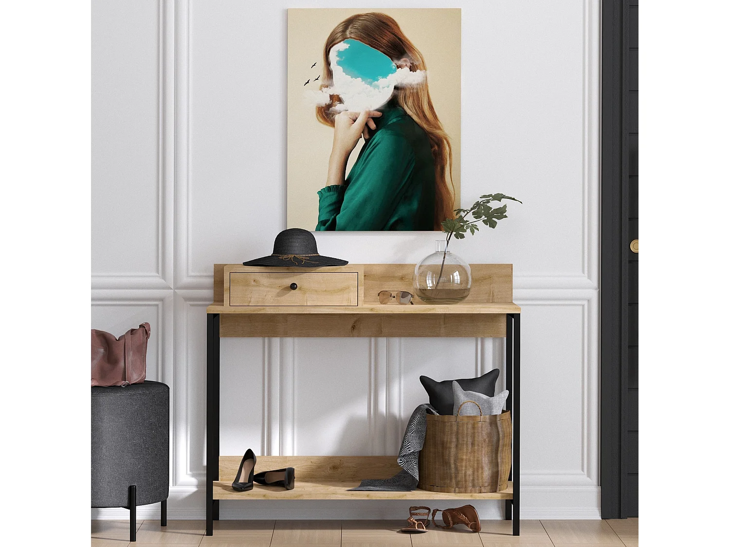 Consola Alix metal color madera color color roble zafiro