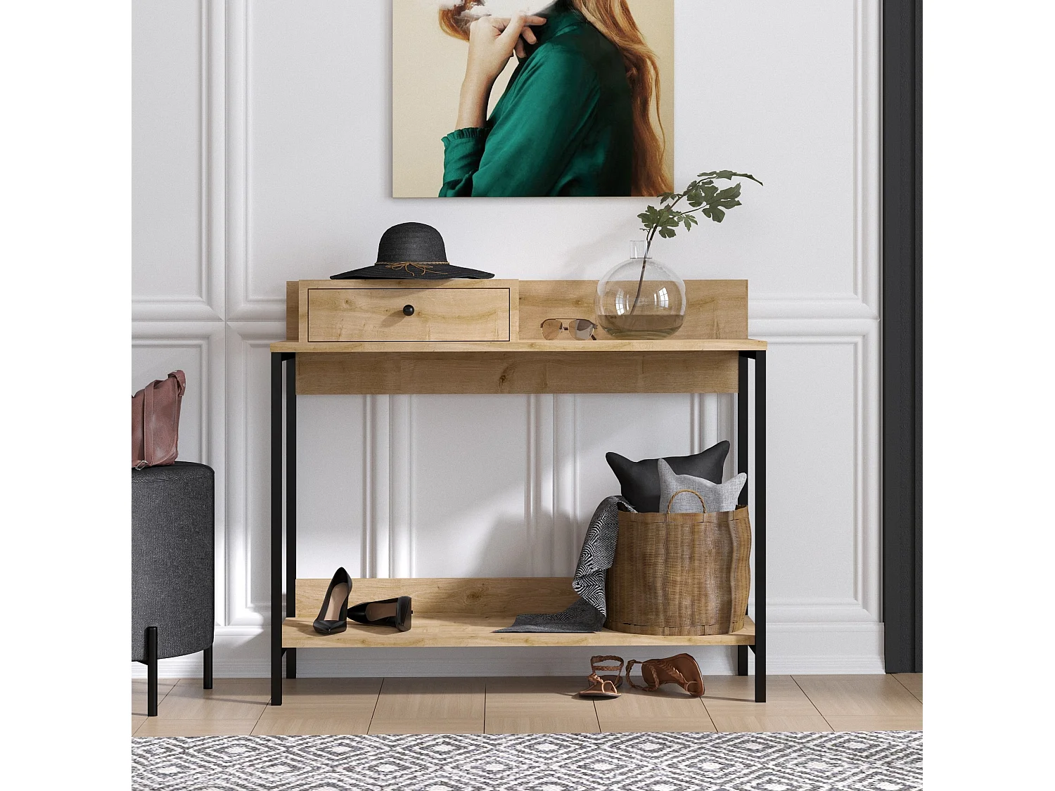 Consola Alix metal color madera color color roble zafiro