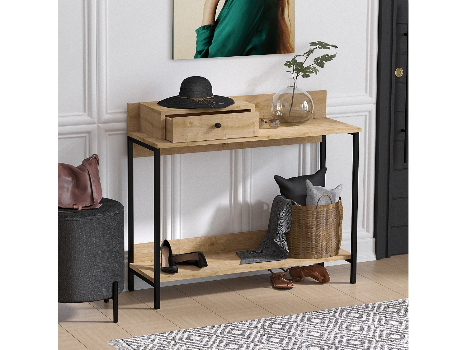 Consola Alix metal color madera color color roble zafiro