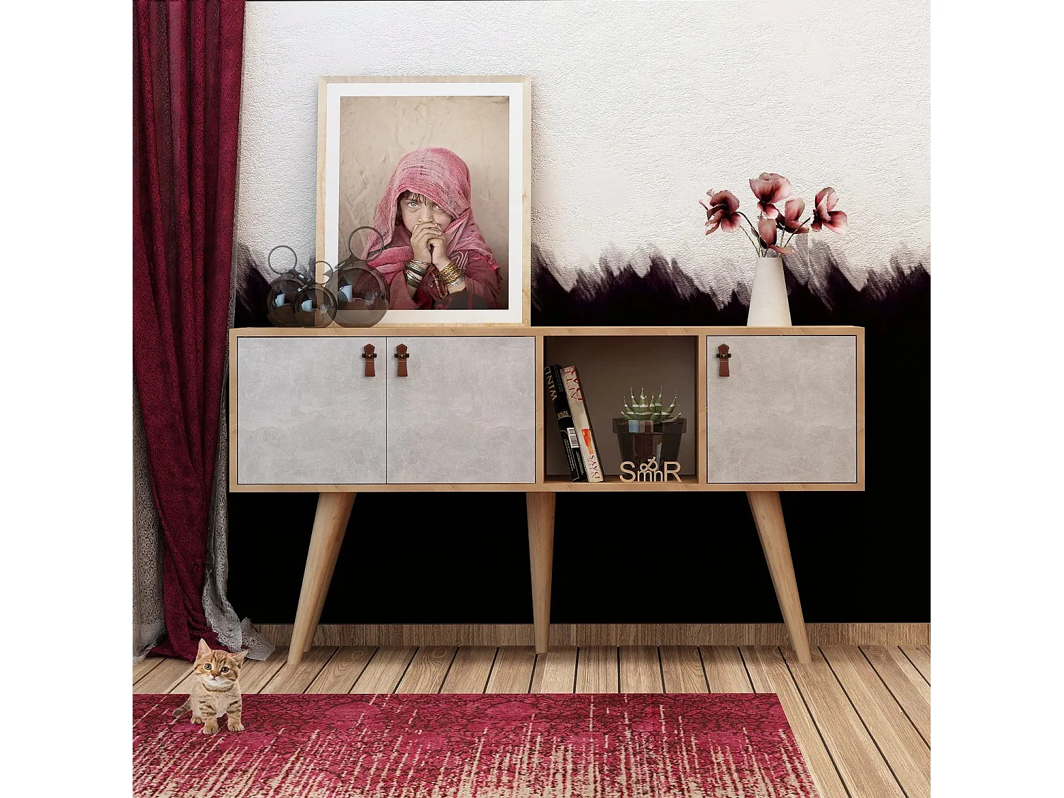 Consola Plamen color roble Blanco