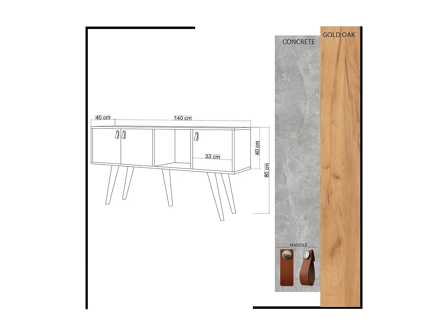 Aparador – 140 cm x 80 cm x 40 cm – Carvalho e Branco – Painéis de partículas