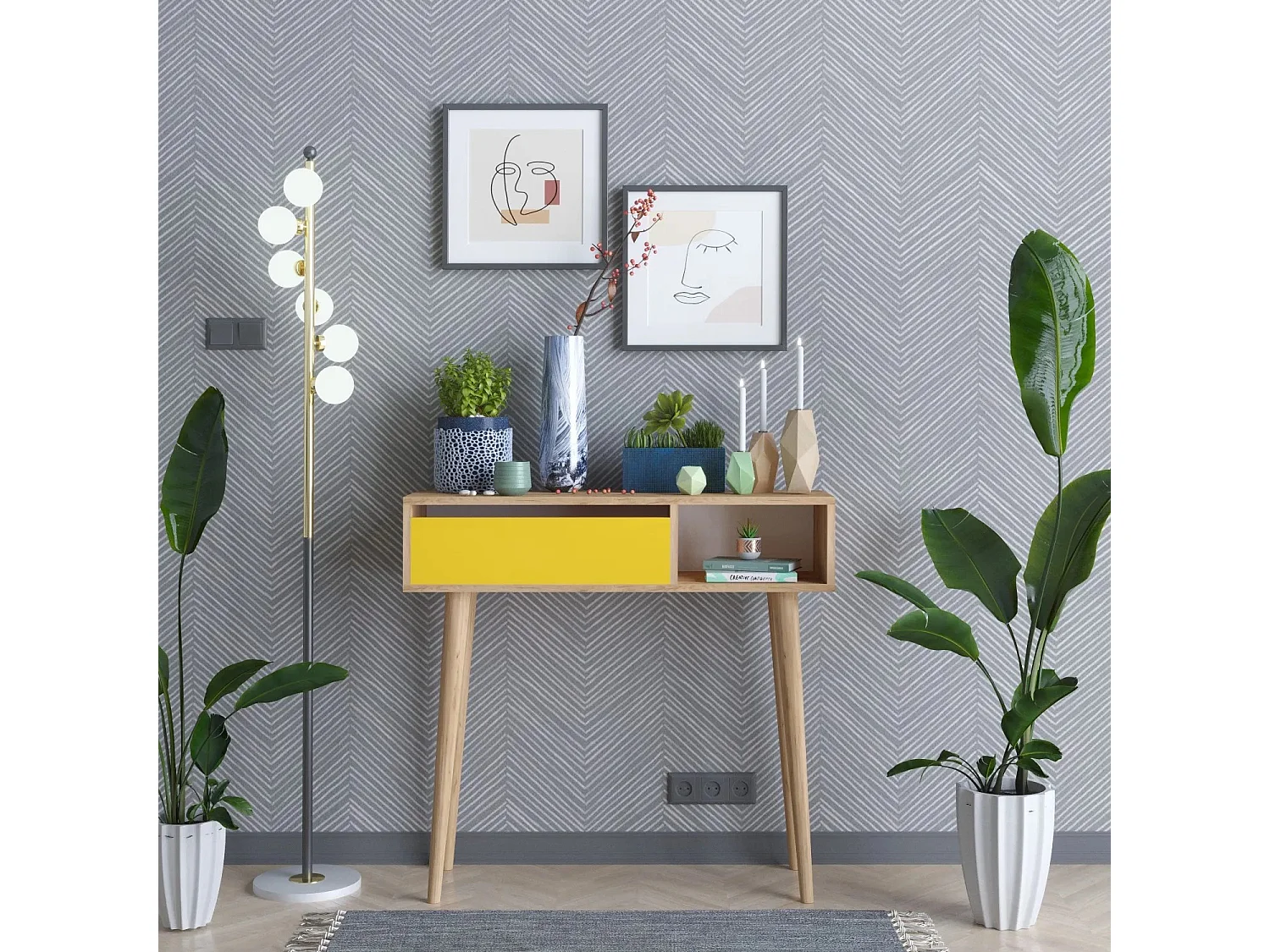 Consola ARLET color roble Amarillo