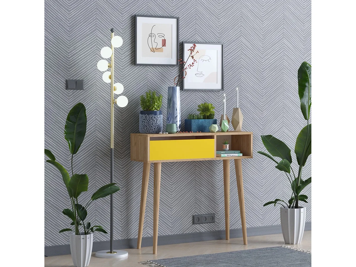 Consola ARLET color roble Amarillo