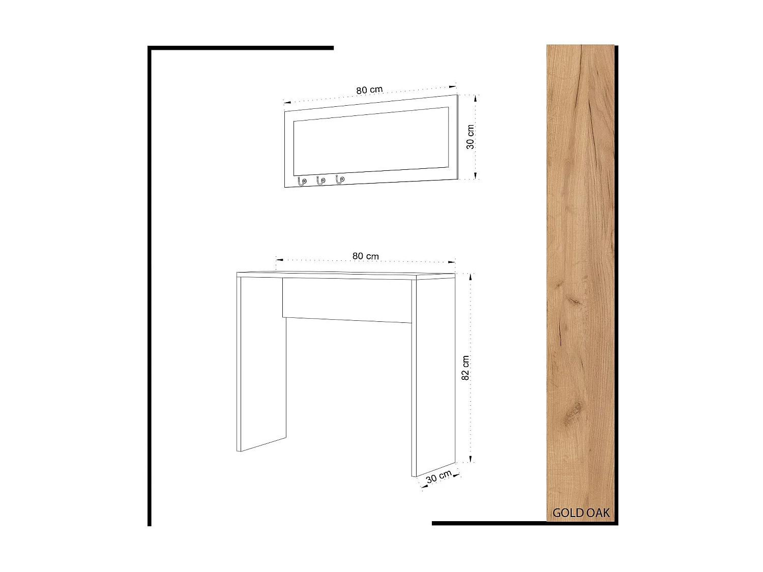 Aparador de Carvalhos – 80 cm x 82 cm x 30 cm – Carvalho – Painéis de Partículas com Revestimento em Melamina