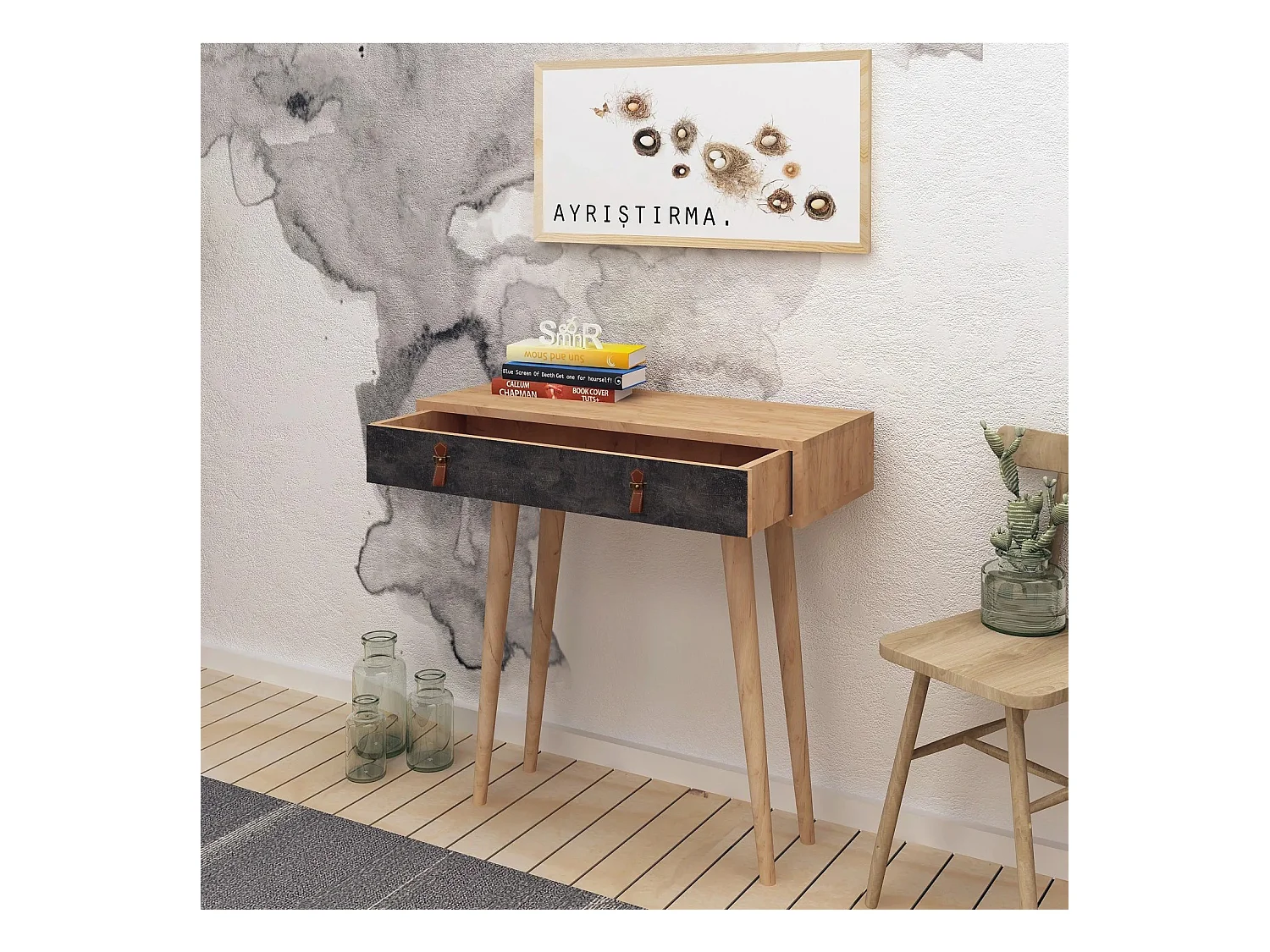 Consola Illas color roble Gris oscuro