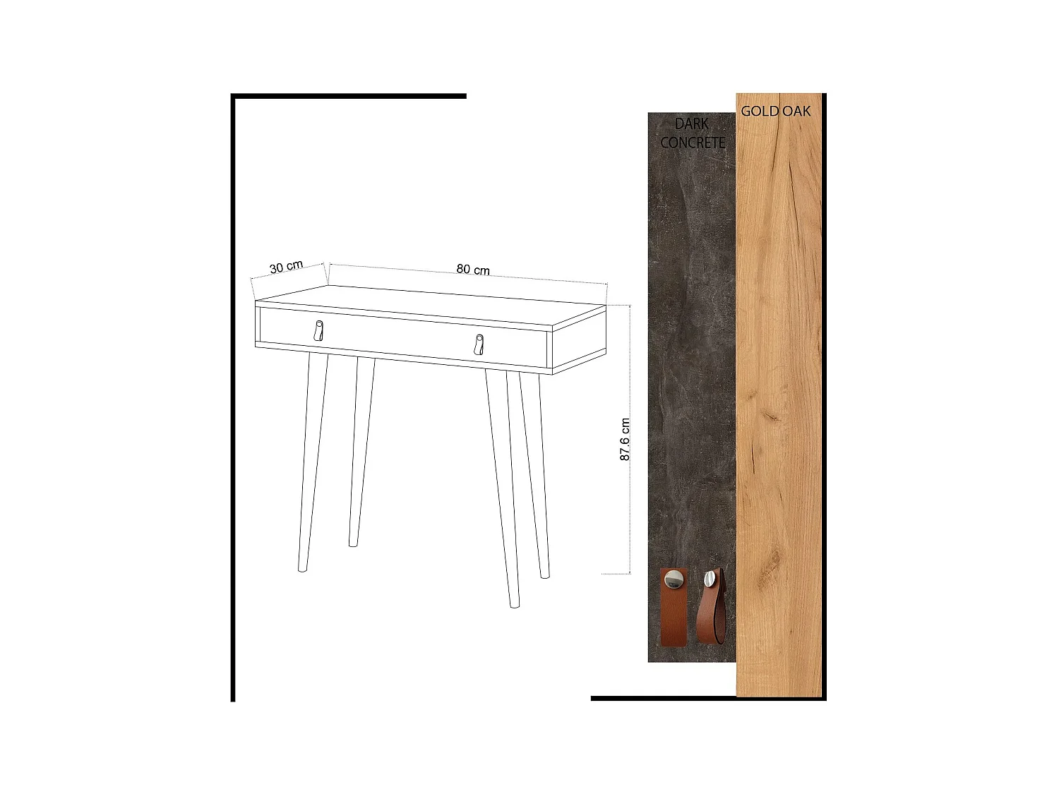 Consola Illas color roble Gris oscuro