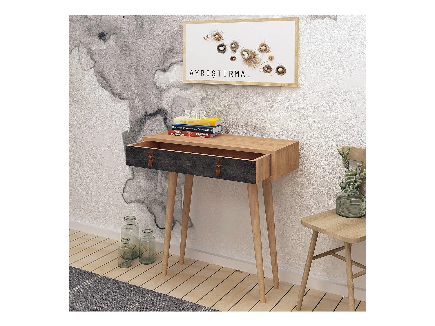 Consola Illas color roble Gris oscuro