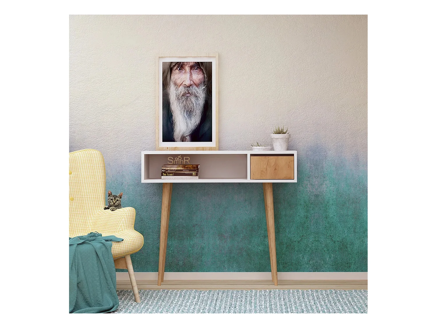 Consola Kiogi color roble Blanco