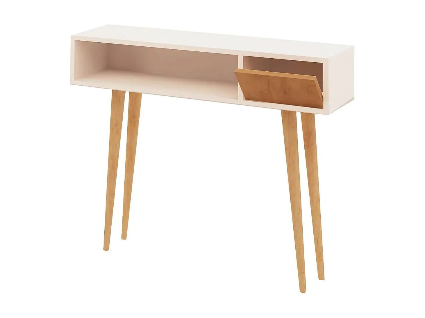 Aparador de 2 níveis – 100 cm – Carvalho e Branco – Painéis de partículas revestidos a melamina