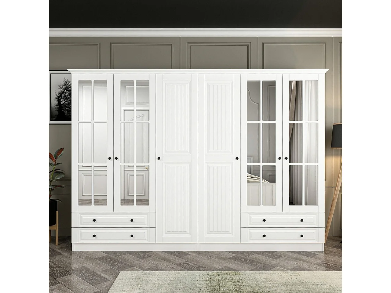 Armario Kale Mebran-4020 blanco 225x190x52 cm