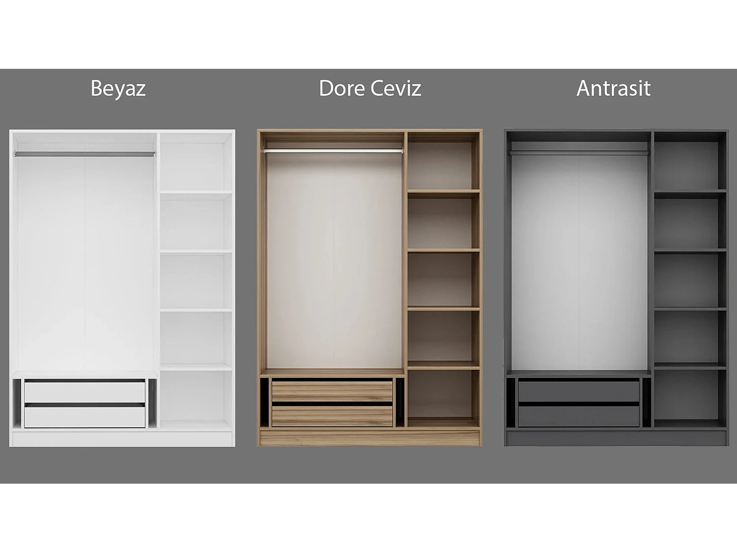 Armario Kale 135-190 antracita 135x190x52 cm