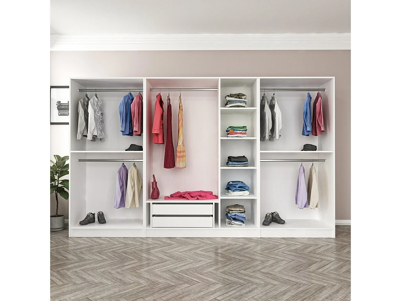 Armario Kale Country-3848 blanco 315x210x52 cm