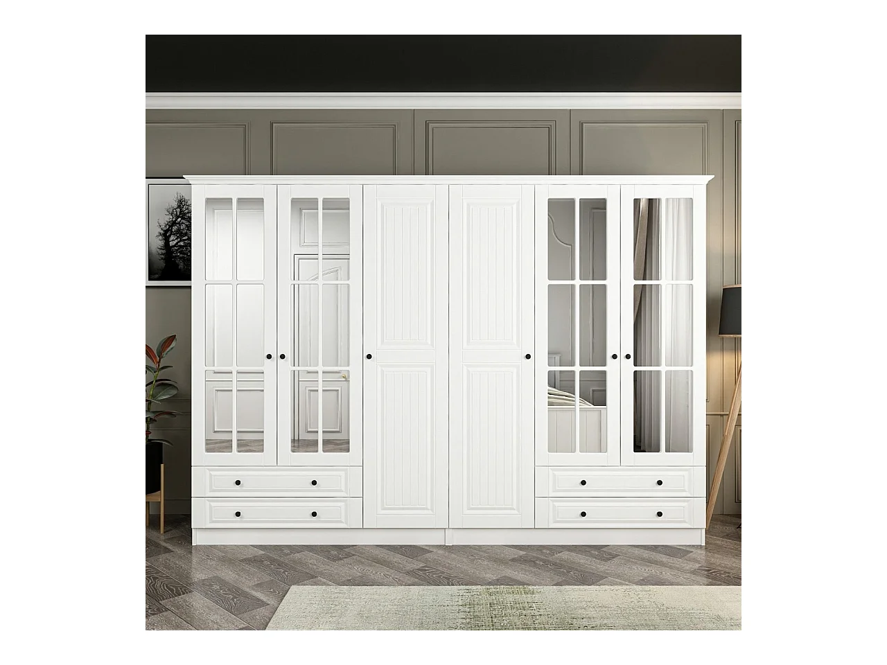 Armario Kale Mebran-4784 blanco 225x210x52 cm