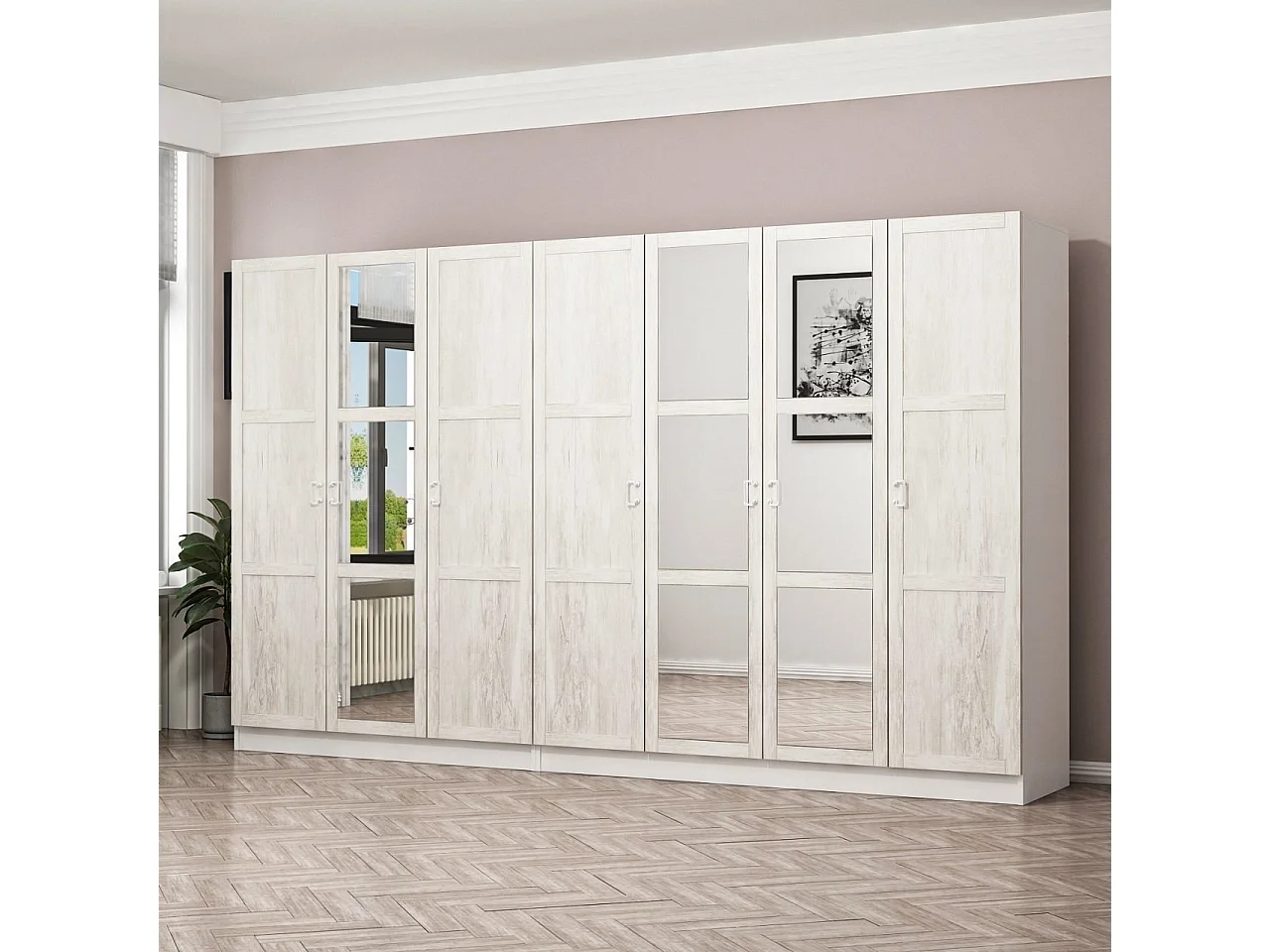 Armario Kale Country-3850 blanco 315x210x52 cm