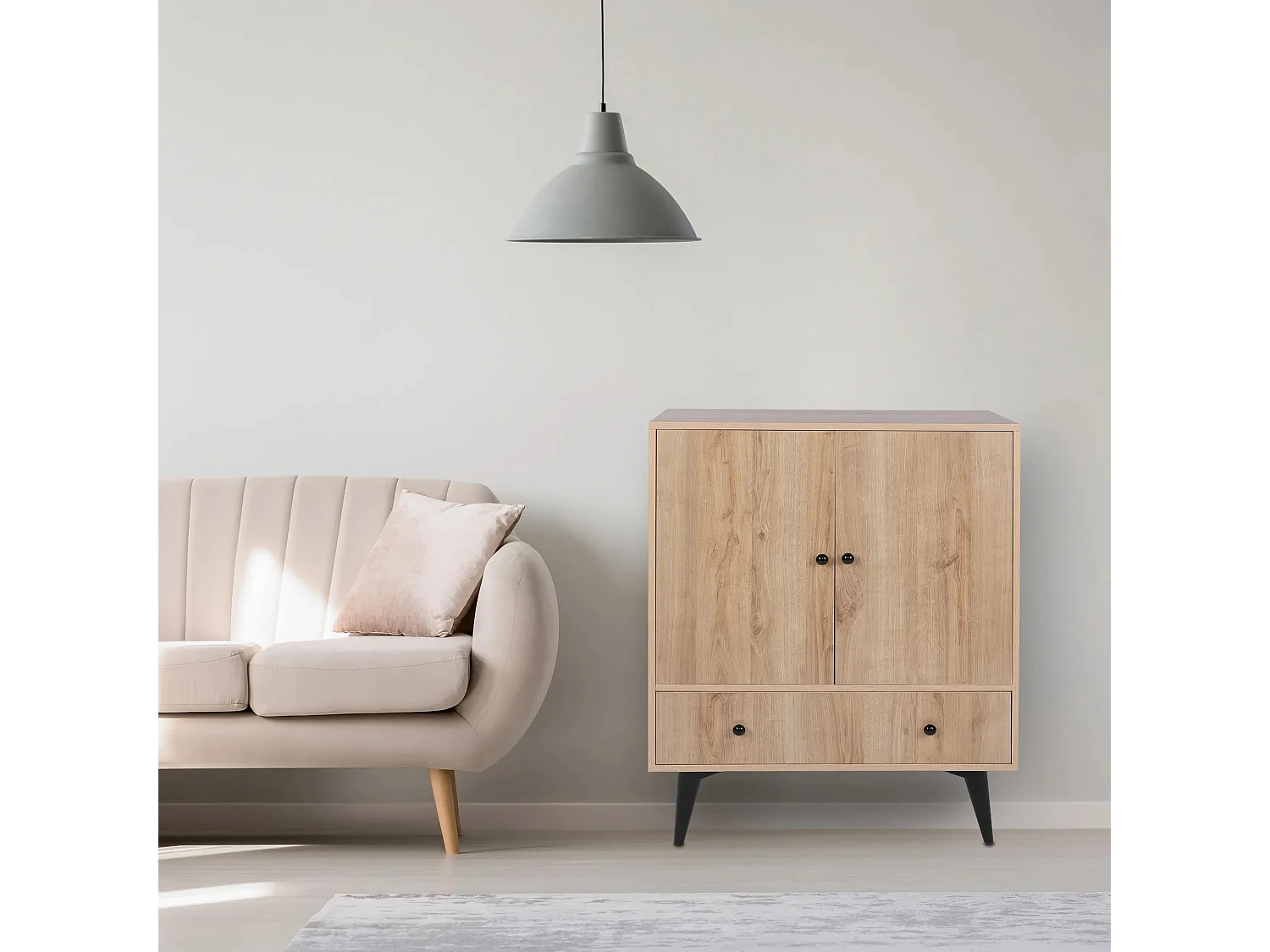 Gabinete multiusos Bern color roble Negro 90x113x35 cm