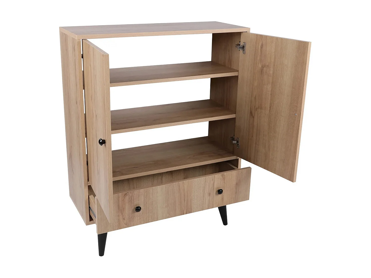 Gabinete multiusos Bern color roble Negro 90x113x35 cm