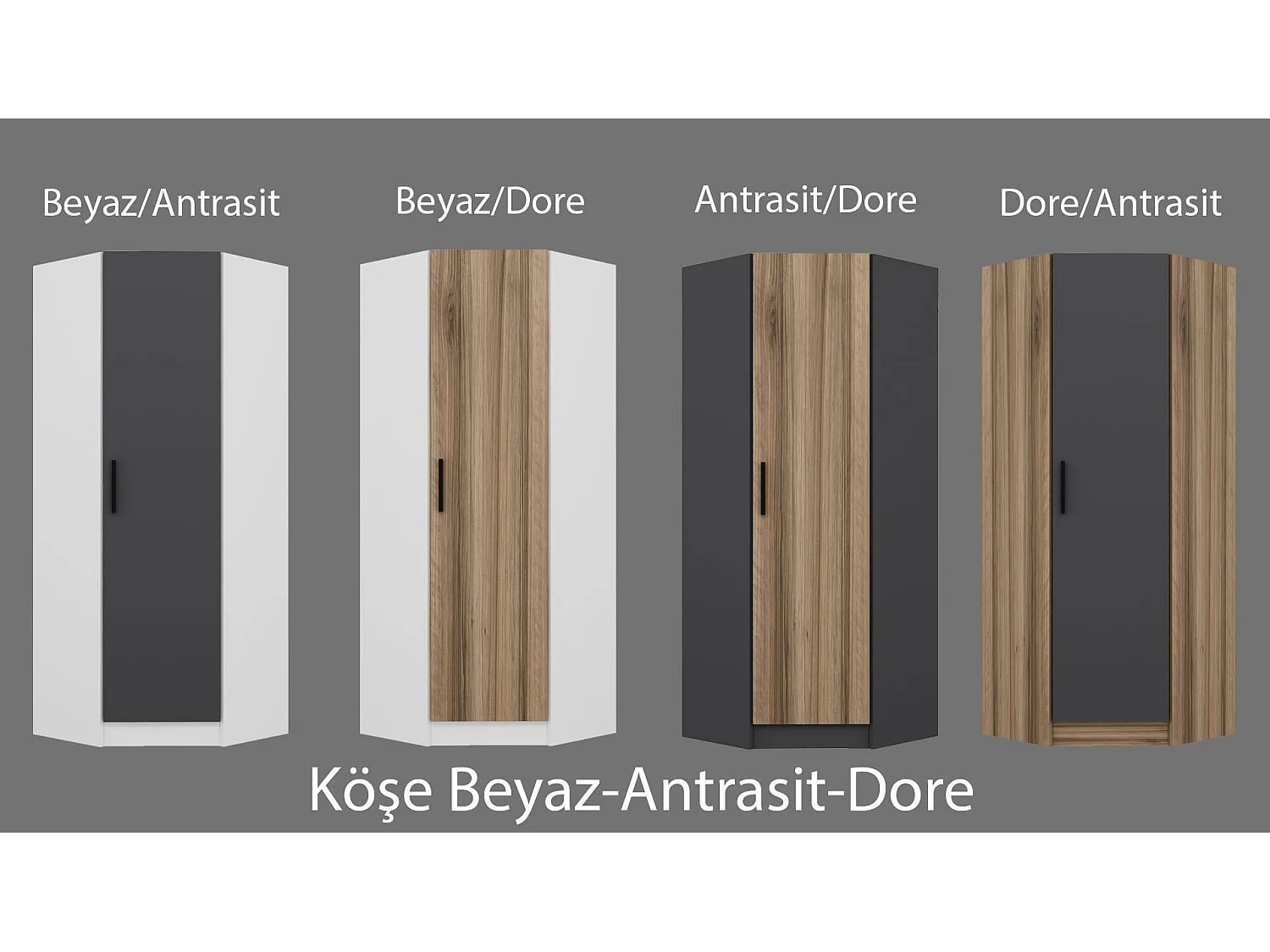 Armario Kale Corner 1-190 color roble puerta antracita 74x190x52 cm