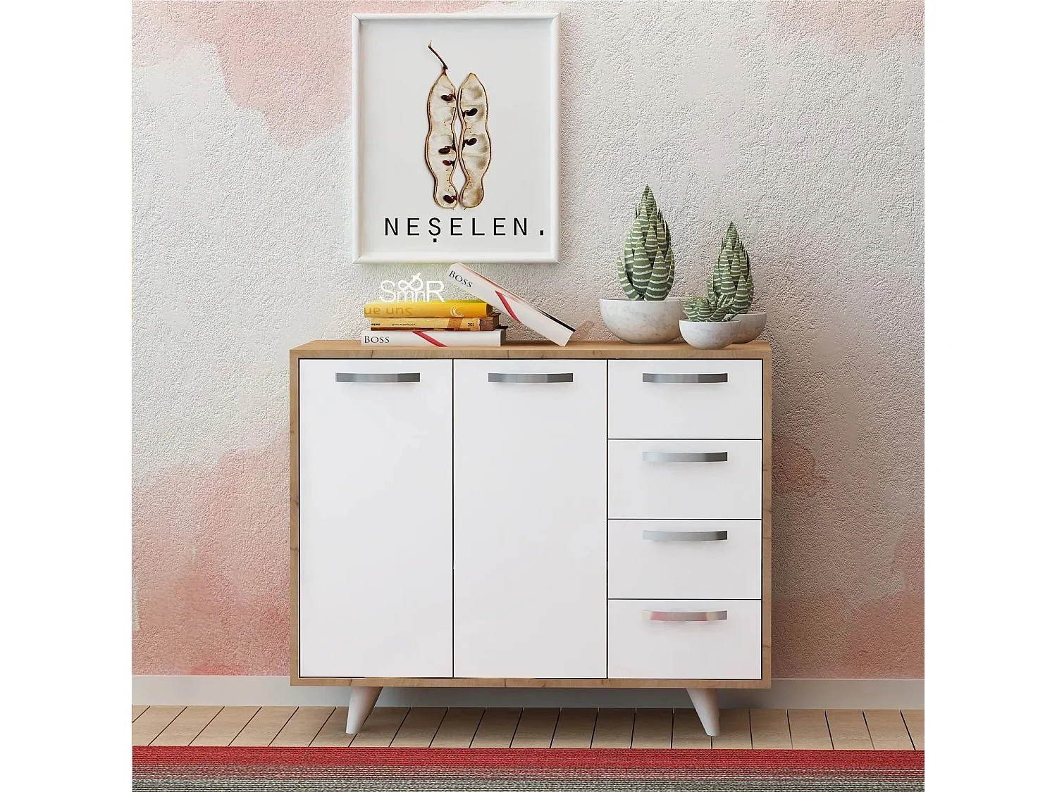 Gabinete multiusos Waga color roble Blanco 100x82x35 cm