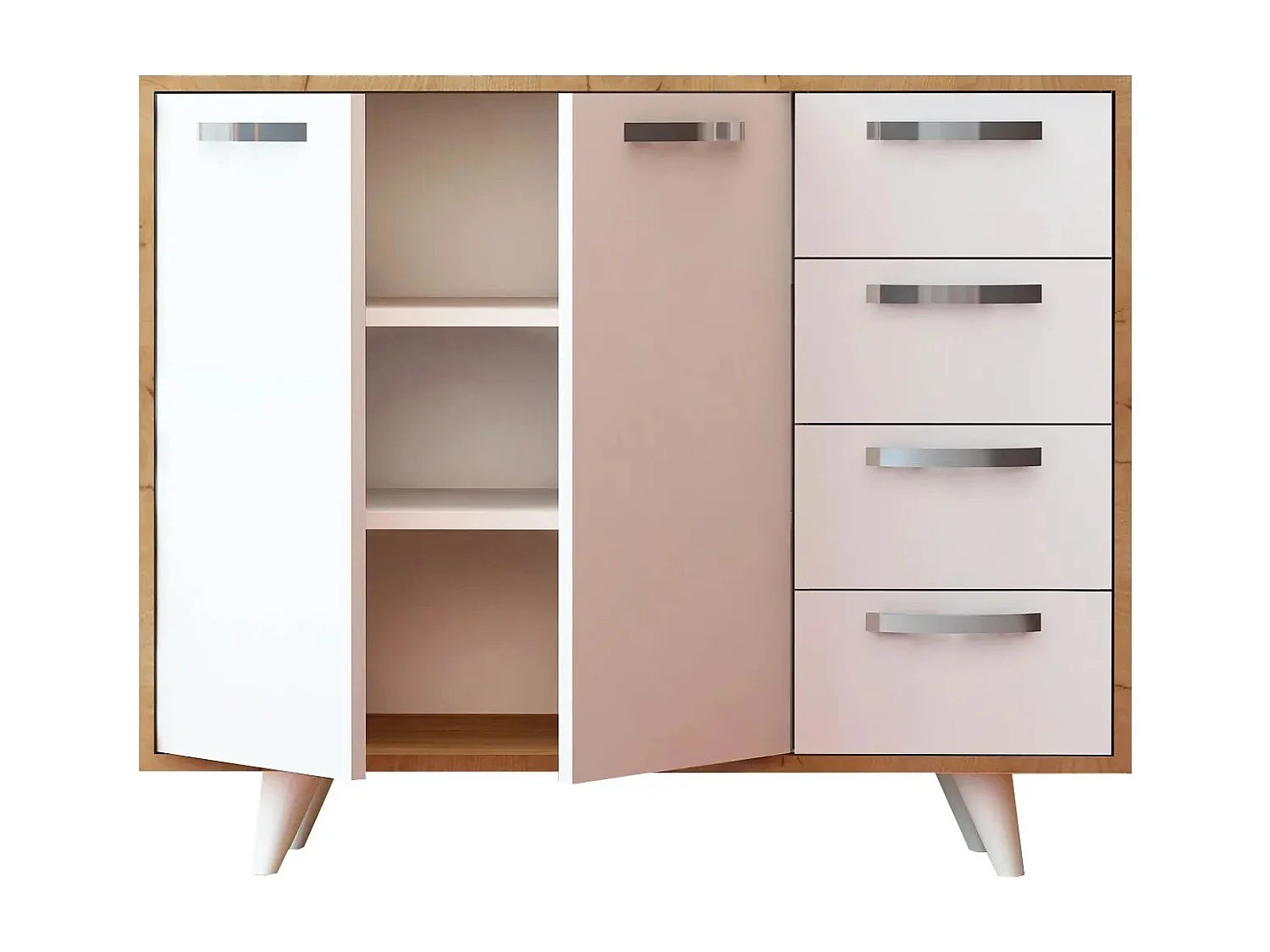 Gabinete multiusos Waga color roble Blanco 100x82x35 cm