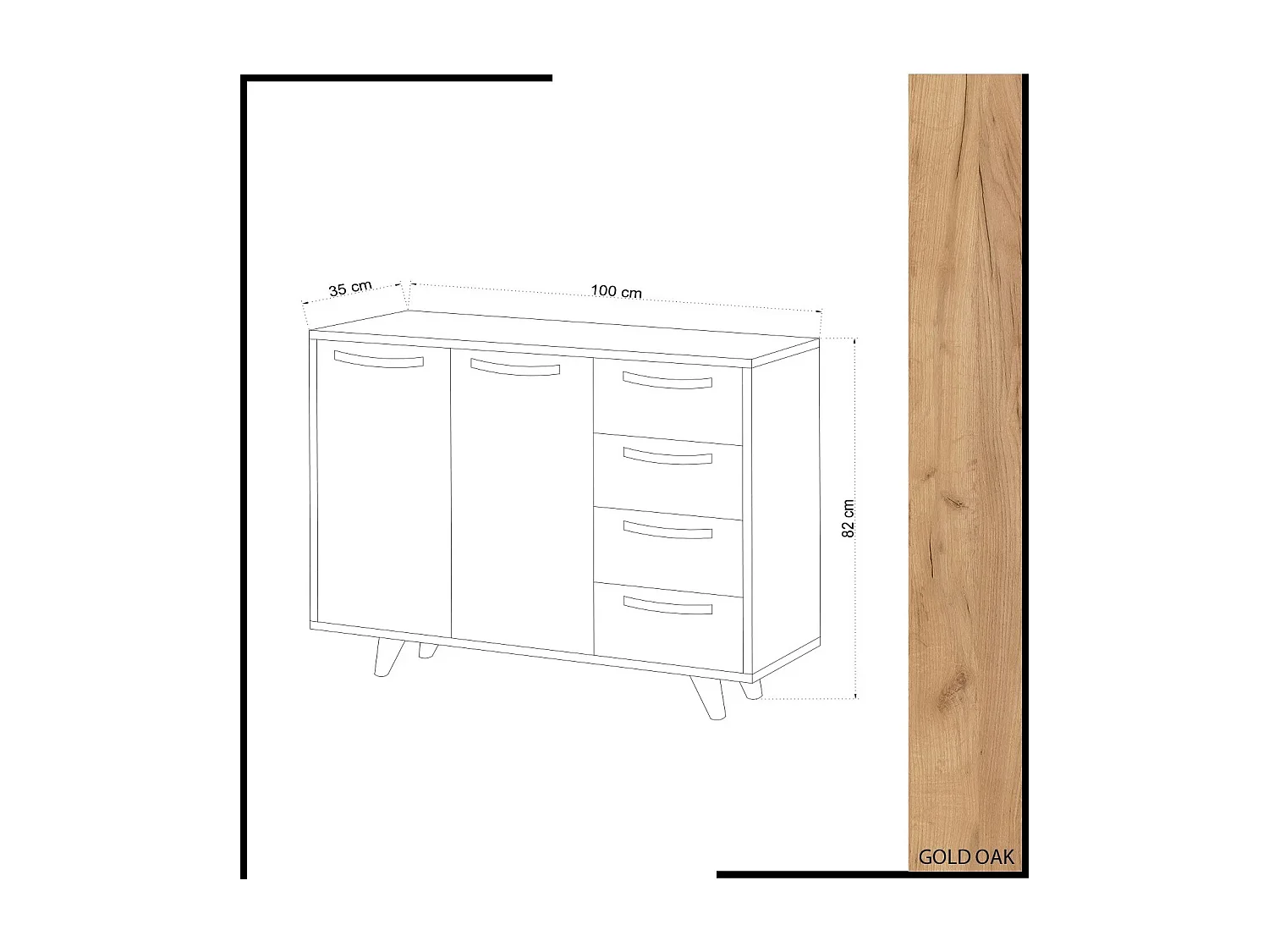 Gabinete multiusos Waga color roble Blanco 100x82x35 cm