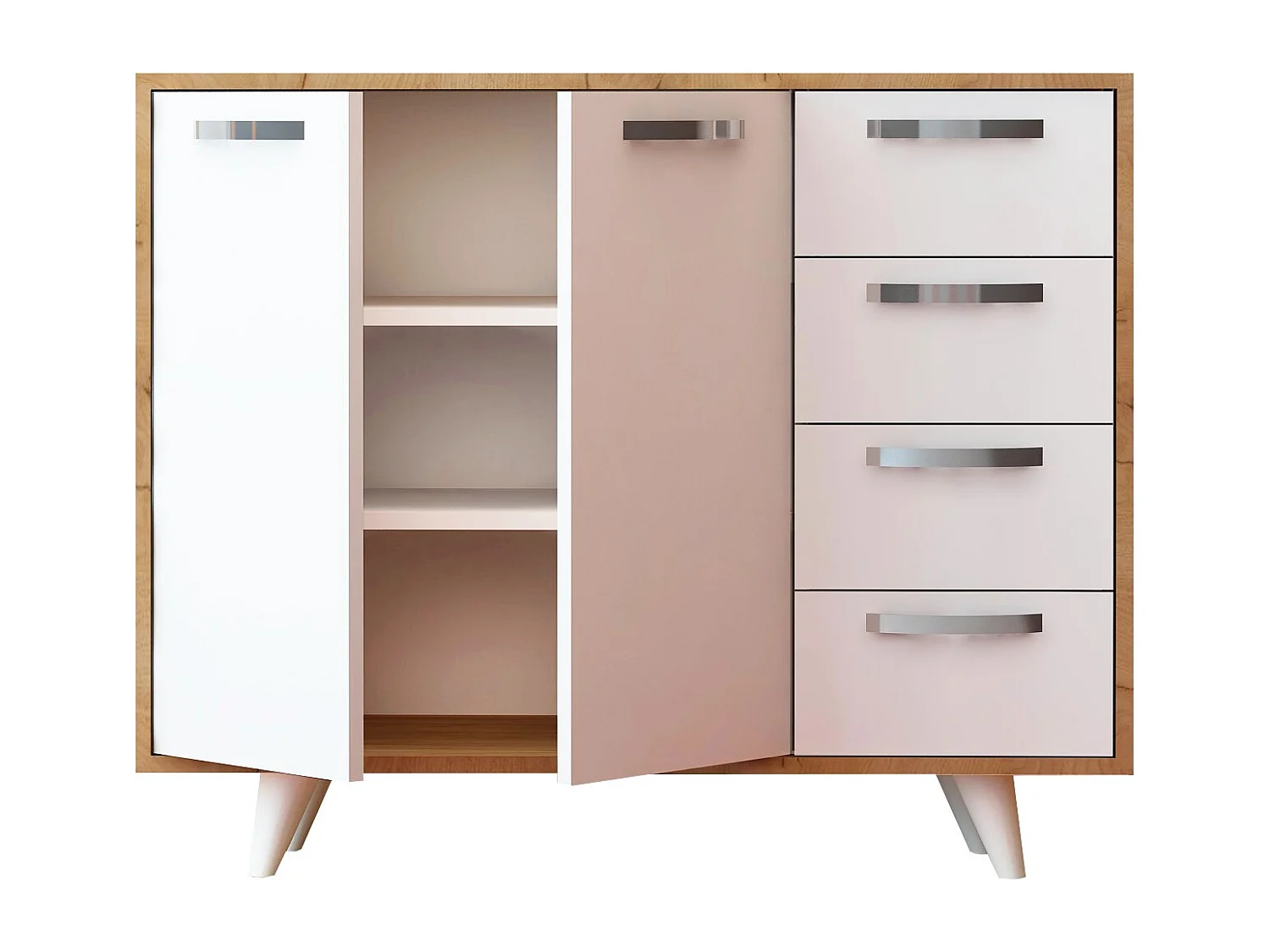 Gabinete multiusos Waga color roble Blanco 100x82x35 cm