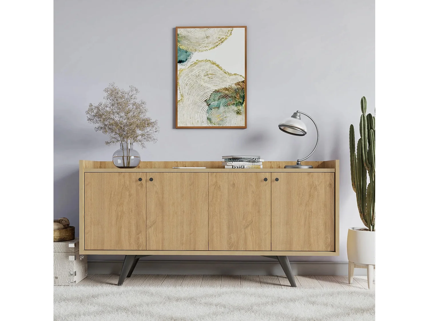 Aparador – 150cm x 75cm x 40cm – Carvalho – Painel de partículas revestido a melamina