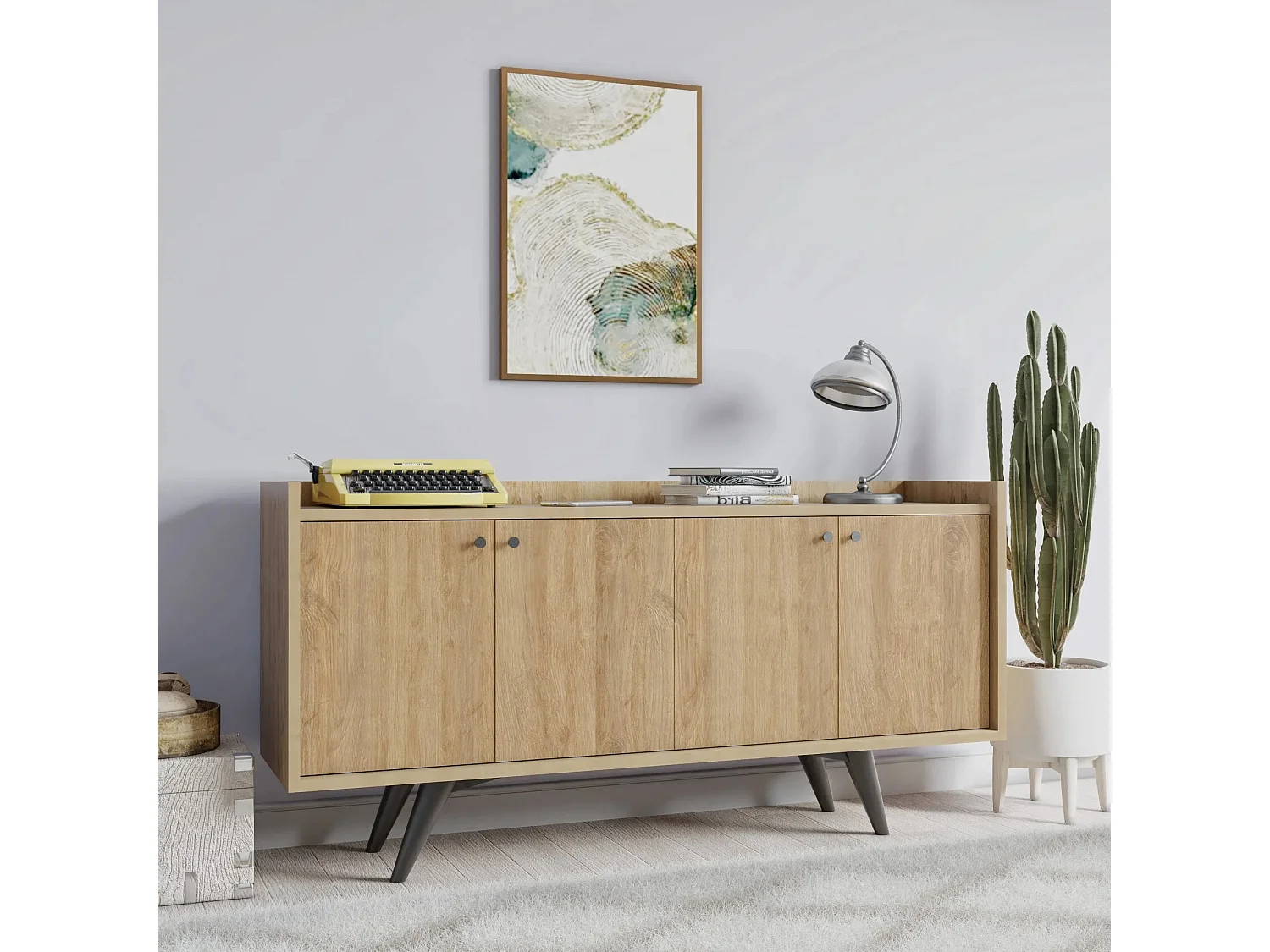 Aparador – 150cm x 75cm x 40cm – Carvalho – Painel de partículas revestido a melamina