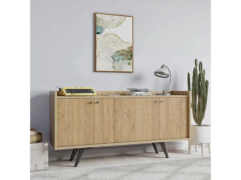 Aparador – 150cm x 75cm x 40cm – Carvalho – Painel de partículas revestido a melamina