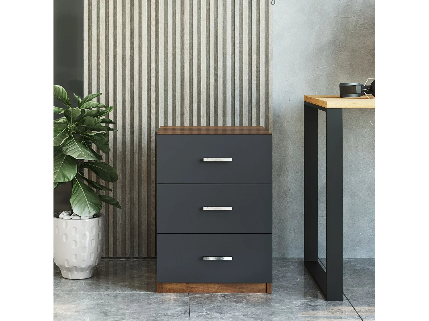 Cajonera Vario C antracita color nogal 44.5x46.6x61.8 cm