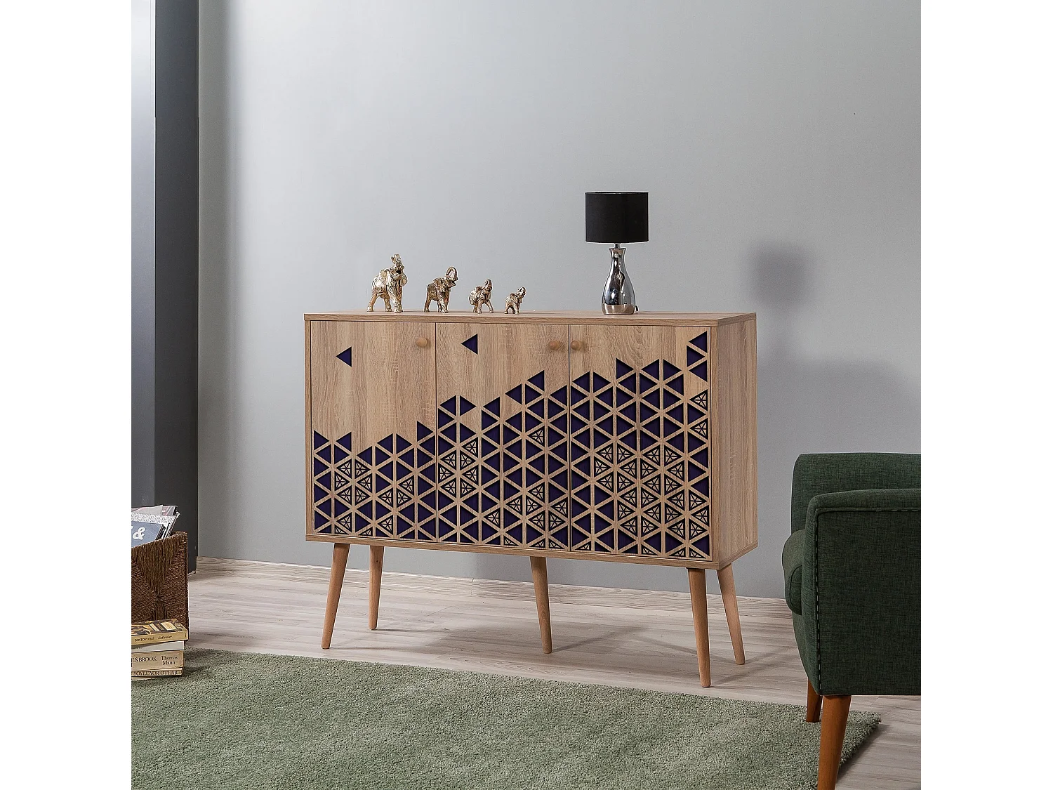 Aparador Moderno – 120 x 90 x 36 cm – Carvalho Sonoma – Melamina