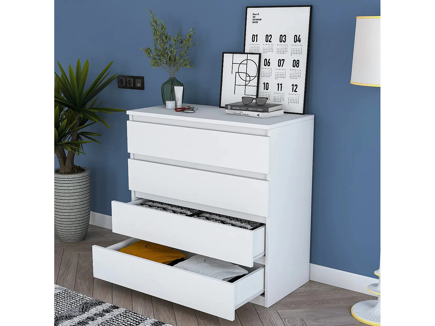 Cómoda Elegante Njord em Branco - Design Moderno e Funcionalidade Prática