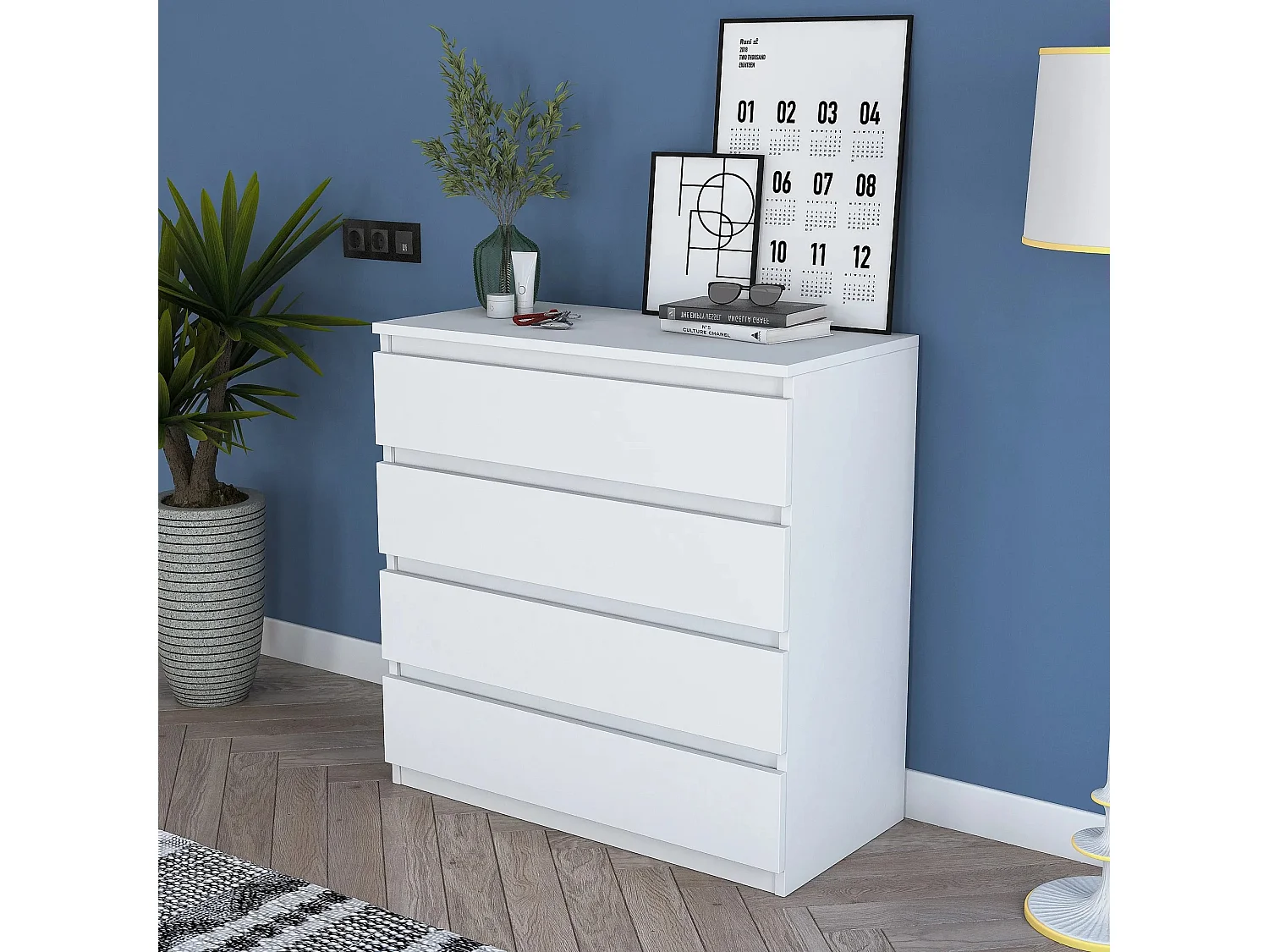 Cómoda Elegante Njord em Branco - Design Moderno e Funcionalidade Prática