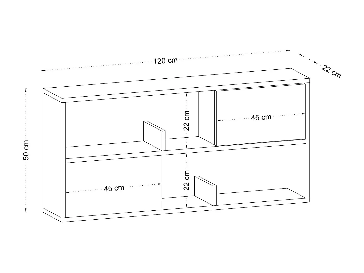 Aparador – 120 cm x 50 cm x 22 cm – Branco – Painéis de partículas revestidos em melamina