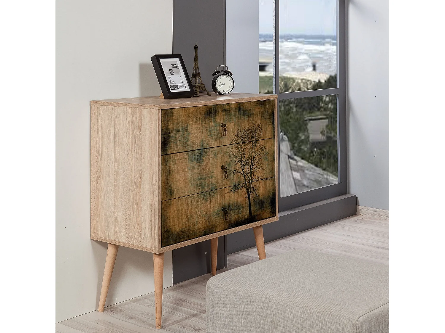 Cómoda Trio-729 sonoma color roble 80x40x90 cm