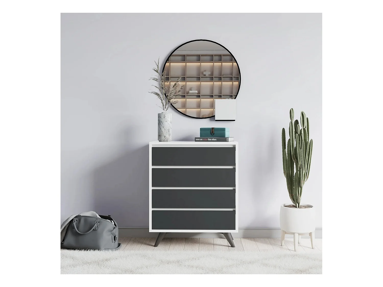 Cómoda Suvera Blanco Antracita 70x40x86 cm