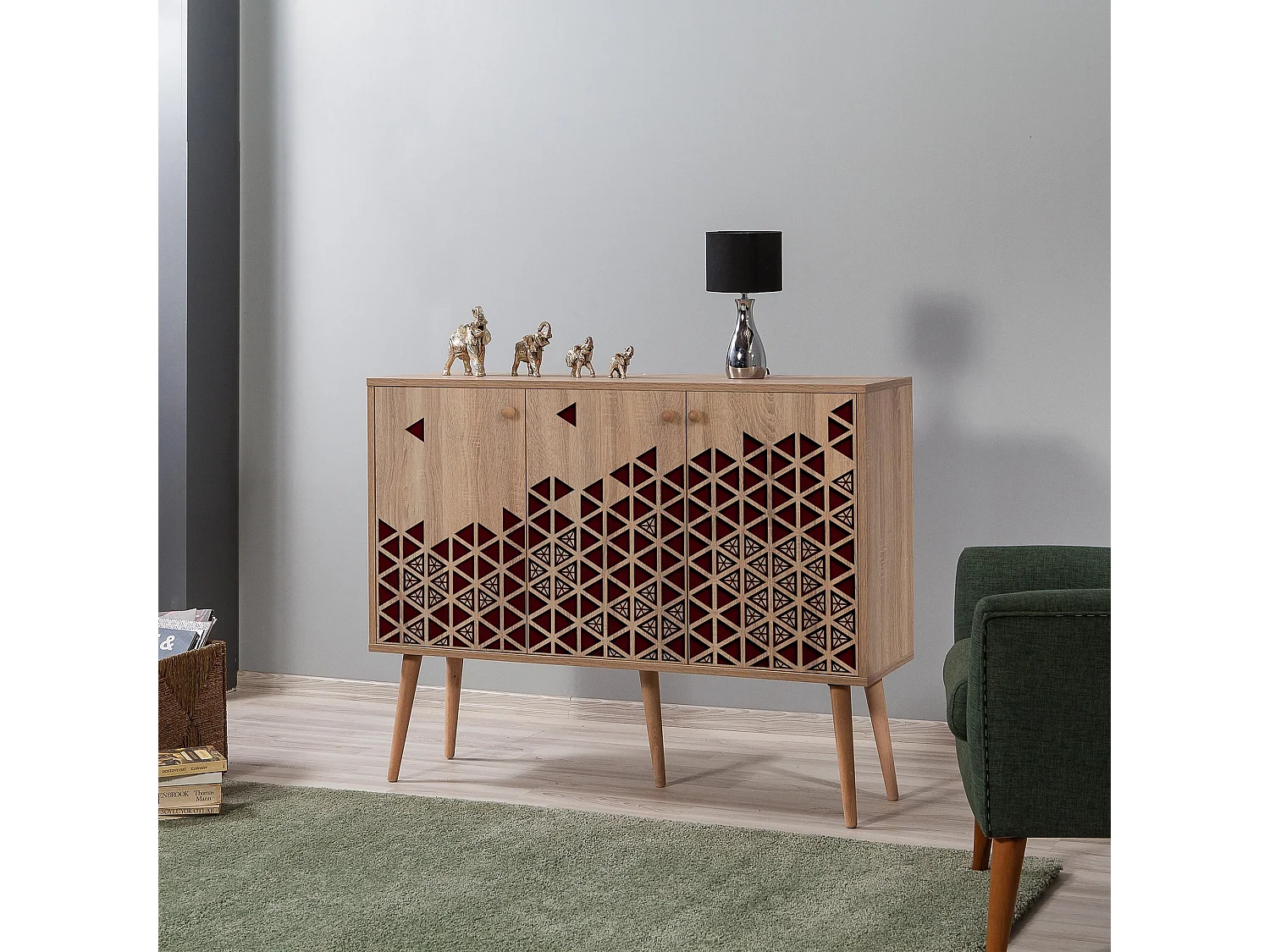 Aparador Moderno – 120 x 90 x 36 cm – Carvalho Sonoma – Melamina