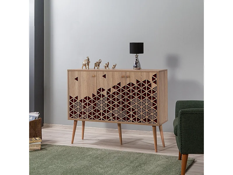 Aparador Moderno – 120 x 90 x 36 cm – Carvalho Sonoma – Melamina