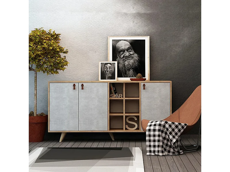 Aparador Prilika color roble Blanco 140x40x89 cm