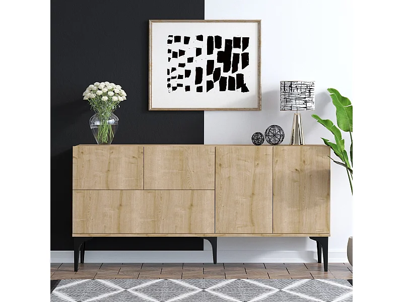 Aparador Tress-DEC0025 color roble negro 150x35x75 cm