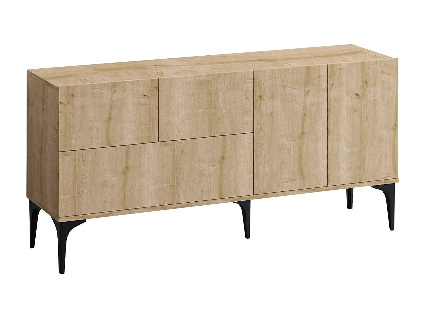 Aparador – 150 x 75 x 35 cm – Carvalho e Preto – Painel de Partículas