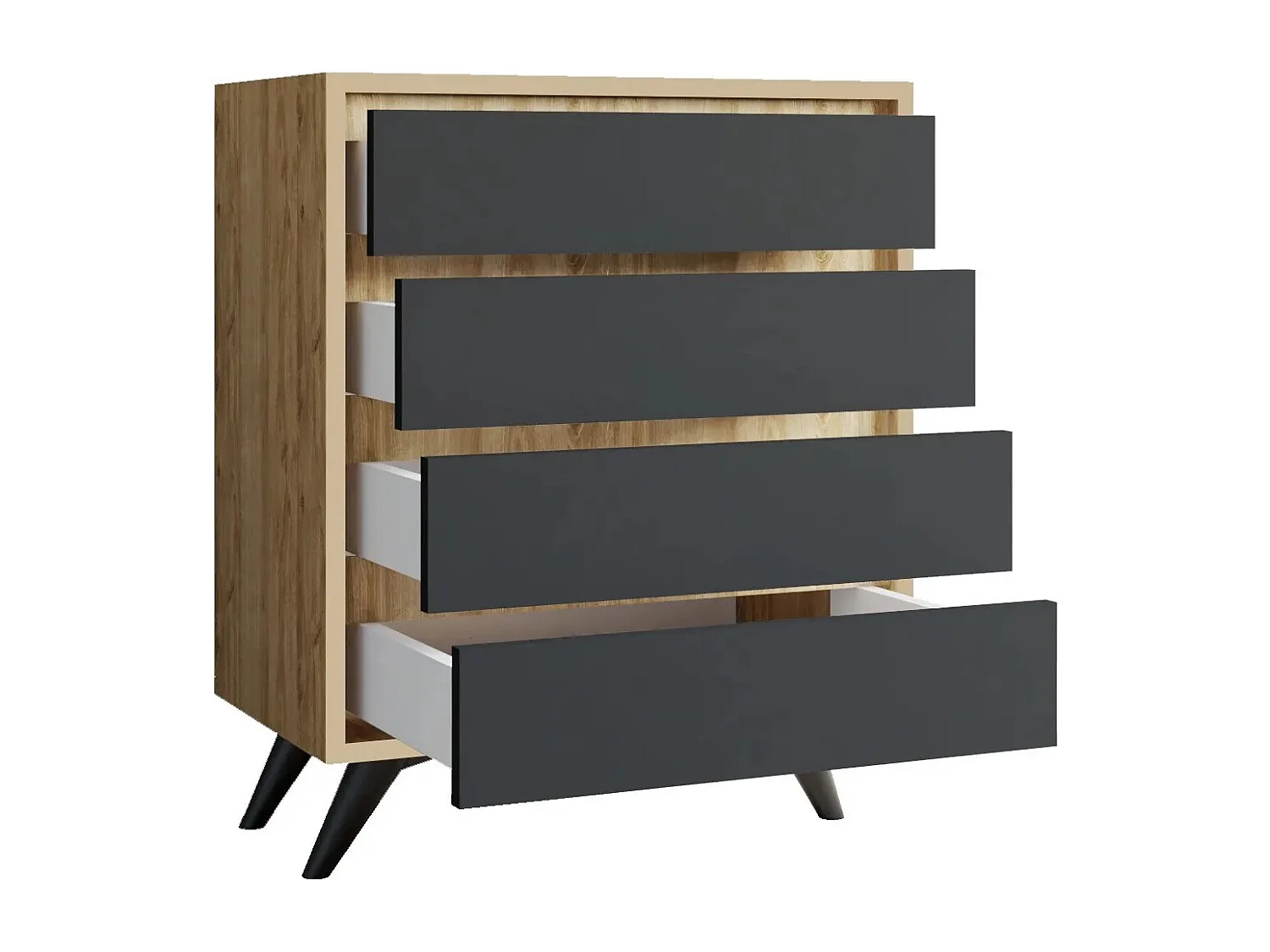 Cómoda Suvera color roble Antracita 70x40x86 cm