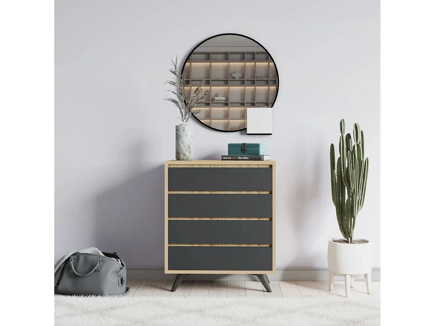 Cómoda Suvera color roble Antracita 70x40x86 cm