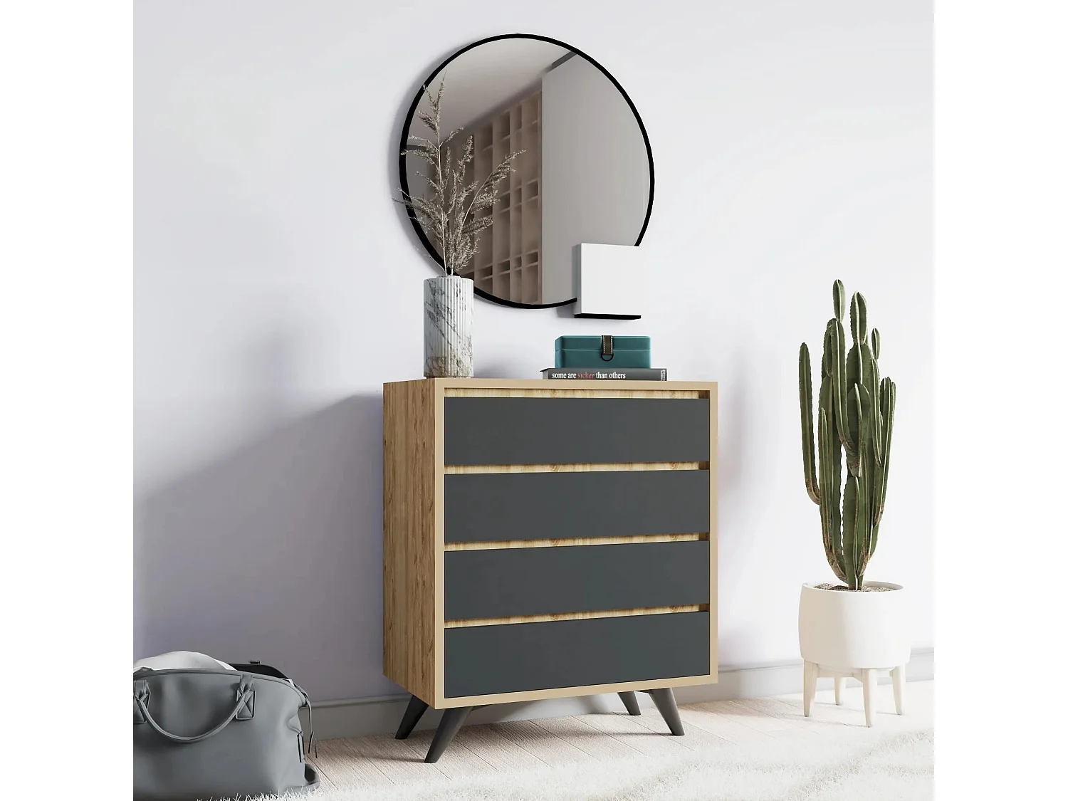 Cómoda Suvera color roble Antracita 70x40x86 cm