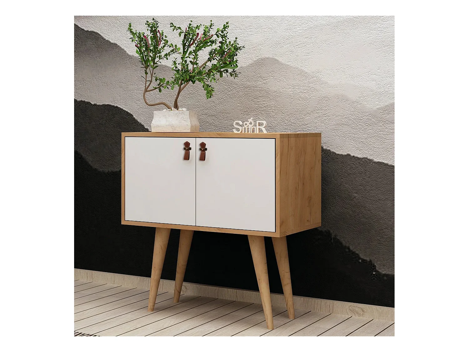 Aparador Rebecca color roble Blanco 80x40x80 cm