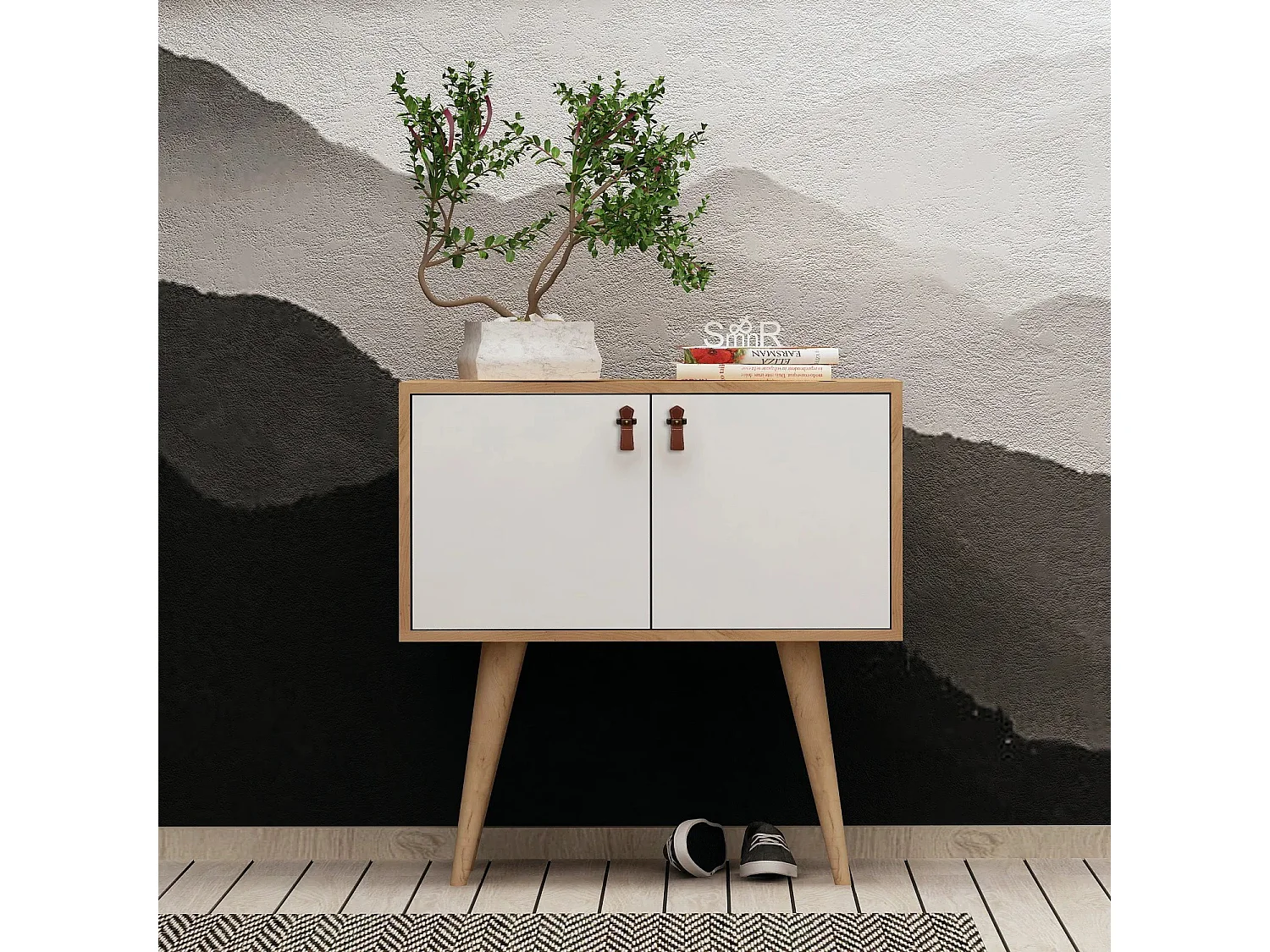 Aparador Rebecca color roble Blanco 80x40x80 cm